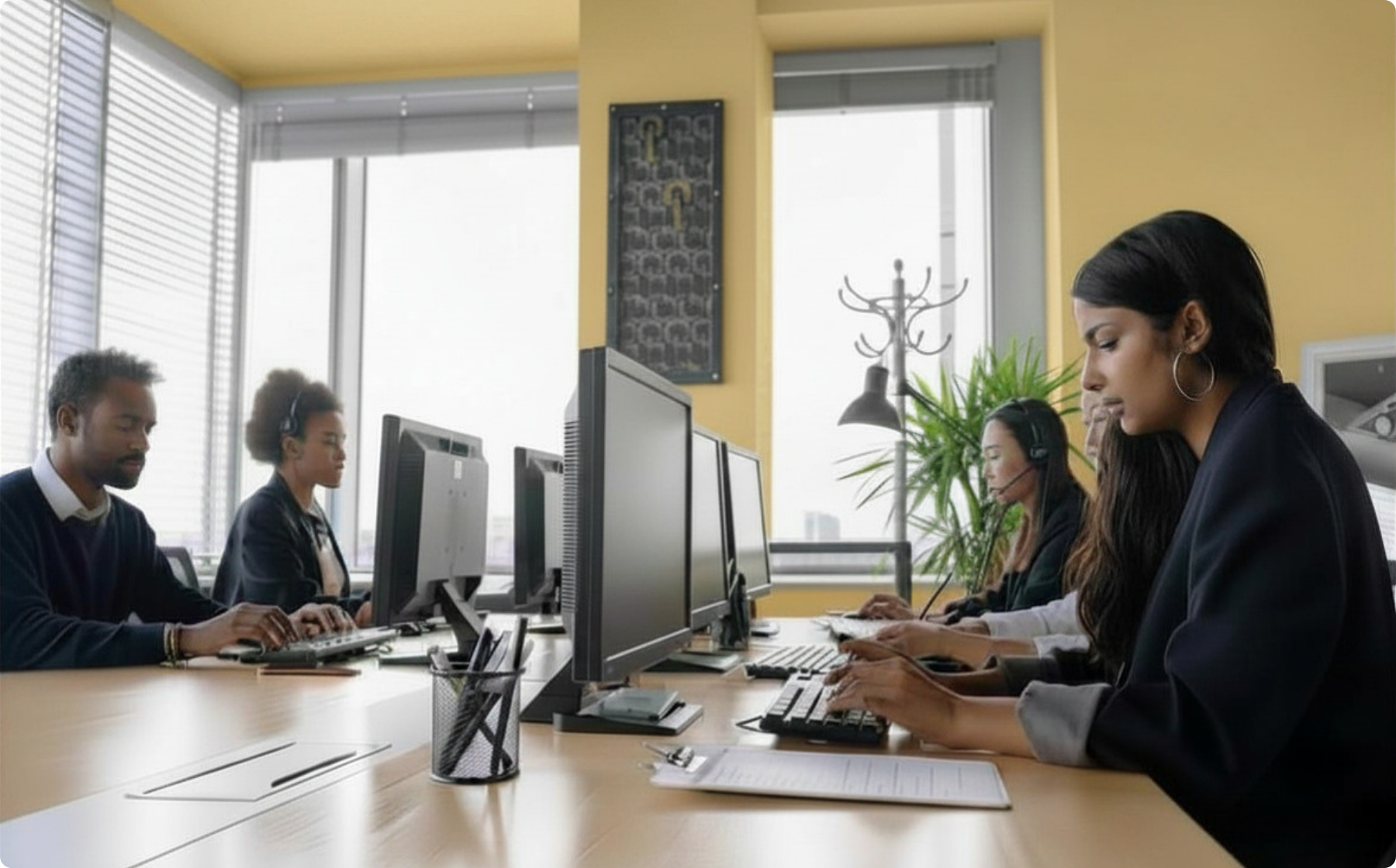 People in the office working