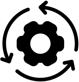 Gear with circular arrows icon