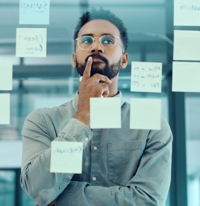 Professional planning with sticky notes